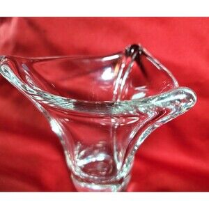 DAUM France Crystal Vase Modernist Free-Form 5.5” Signed VTG Hand Blown